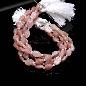 ลูกปัดมูนสโตนทรงใบไม้สีพีชธรรมชาติ แกะสลักด้วยมือ ขนาด 11-12 มม. ความยาว 8 นิ้ว สำหรับทำเครื่องประดับ แกะสลักจากอัญมณีมูนสโตน - Product Image 4