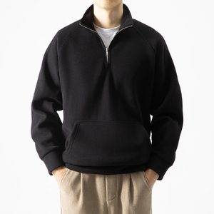Sudadera con capucha de media cremallera para hombre, de felpa francesa de 420G, con estampado digital personalizado, cuello alto, OEM ODM - Product Image 4