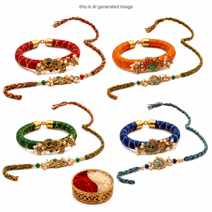 Beautiful Peacock Rakhi and Openable Bracelet Set Comes in Box Packing Traditional Designer Rakhi Combo for Raksha Bandhan - Product Image 1