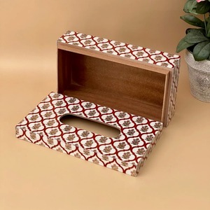 Rustic Wooden Printed <b>Tissue</b> And Napkin <b>Holder</b> Box Decorative Facial <b>Tissue</b> Dispenser For <b>Kitchen</b> Dining And Living Room - Product Image 2