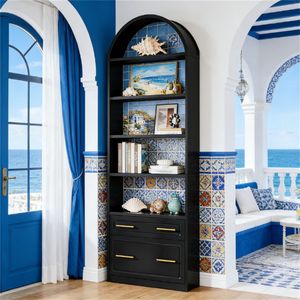 Modern Arched Bookshelf Display Rack Stylish <b>Bookcase</b> for Home or Office - Product Image 2