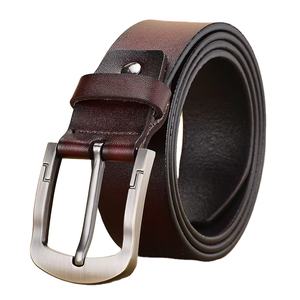 Cinturón de Cuero Vacuno Genuino para Hombre, Hebilla Deslizante, Color Negro y Marrón, Ancho de 3.8 cm, Alta Calidad de Fábrica OEM - Product Image 2