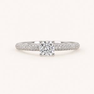 Anillo de Oro Blanco de 10K con Diamante Cultivado en Laboratorio de Corte Cojín y Pavé, Anillo de Compromiso, Anillo de Boda, Regalo de Joyería de Aniversario para Ella - Product Image 1