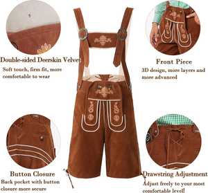 Auténtico traje de Oktoberfest para hombre, pantalones de cuero sintético envejecido con traje deportivo sólido, al por mayor - Product Image 3