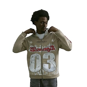Men's Y2k Number Graphic Zip Up Hoodie Sweatshirt <b>Gothic</b> Long Sleeve Hooded Casual <b>Jacket</b> Streetwear - Product Image 1