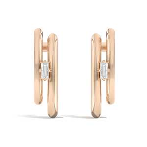 Diamond Geometric Drop <b>Earring</b> Custom 10K 14k 18k Solid <b>Gold</b> Baguette Lab Grown Modern Geometric Statement Long <b>Dangle</b> Wholesale - Product Image 1