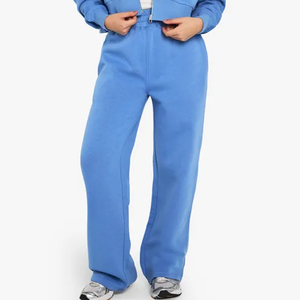 กางเกงจ็อกเกอร์ขายาวผู้หญิงสีน้ำเงินสำหรับฤดูหนาว คุณภาพสูง ผ้าเทอร์รี่ฟลีซ 100% คอตตอน เนื้อผ้านุ่ม สวมใส่สบาย มีเชือกผูกเอว ระบายอากาศได้ดี - Product Image 6