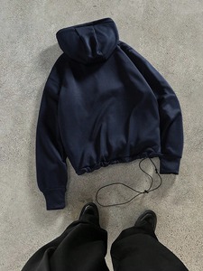 Sudadera con capucha para hombre, estilo oversized, hombros caídos, algodón grueso, forro polar, estampado desgastado, bordado, estilo streetwear, sudadera de moda. - Product Image 5