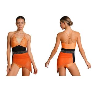 Traje de patinaje artístico para mujer, leotardo de bloqueo, mono, ropa de gimnasia, trajes de baile latino, actuaciones escénicas, disfraces de danza jazz - Product Image 2