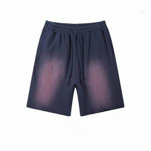 Shorts Bermuda en coton délavé violet pour homme, avec cordon de serrage, couleur unie, poches, tissu tricoté respirant, taille mi-haute - Product Image 3