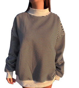 Sweat-shirt décontracté à col montant uni, coupe oversize, en molleton de coton épais, pour femme, vente en gros - Product Image 1
