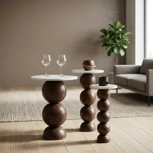 Modern <b>Marble</b> Top Wooden <b>Nesting</b> Coffee <b>Tables</b> Minimalist Living Room Furniture Solid Wood Design - Product Image 6