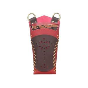Pochette de Barbier en Cuir Marron Rouge avec Coutures Décoratives, Étui à Ciseaux Professionnel, Sac à Outils pour Coiffeur, Service Personnalisé - Product Image 1