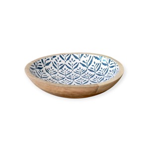Ensemble de bols à fruits en bois faits à la main avec motif émaillé bleu détaillé pour l'harmonie de la cuisine et de la table à manger - Product Image 6