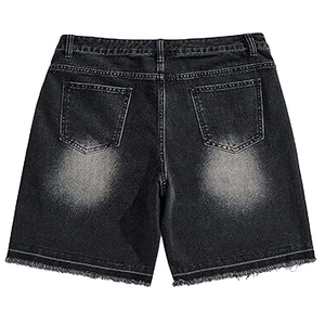 High Street Men's Distressed Denim Shorts-Mid-Waist <b>Boot</b> Cut Quick Dry 3D Pattern Vintage Streetwear - Product Image 1