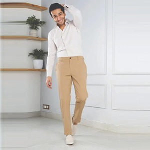 Pantalon cargo unisexe kaki en polyester/nylon, fermeture à cordon, coupe ajustée, imperméable, vêtements décontractés - Product Image 4