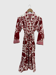 Veste en velours pour femmes grande taille brodée à la main, col châle, manches trois quarts, motif géométrique, manteau long, vêtements d'automne - Product Image 2