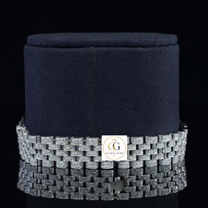 Good Quality Hip Hop Jewelry Moissanite Diamond White Yellow Dial Watch Stainless Steel Band Glass Available at Export Price - Product Image 4