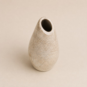Modern Minimalist Crackled White <b>Bud</b> Shaped Raku Ware Handmade Eco-Friendly High Temperature Fired Tabletop <b>Vase</b> for Home - Product Image 3