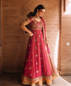 Elegant Women's <b>Red</b> Silk <b>Lehenga</b> Choli With Embroidery Traditional Pakistani <b>Wedding</b> Wear Floor-Length Loose Fit All Season - Product Image 5
