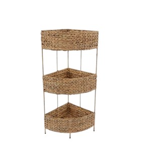 Estante de Almacenamiento Boho Chic de Jacinto de Agua Natural, Hermosa Cesta Trenzada con Motivos, Librería de Esquina, Organizador de Juguetes, Estante de Exhibición - Product Image 4