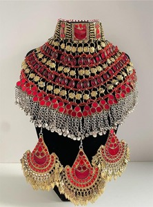 Custom Vintage Pakistani Afghan Kuchi <b>Choker</b> Necklace Earrings Set Stainless Steel Antique <b>Silver</b> Plated Geometric Jewelry Women - Product Image 2