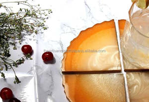 Juego de posavasos de resina cuadrado de diseño personalizado moderno de lujo hecho a mano triángulo naranja Mesa sostenible uso paquete de 4 alfombrillas y almohadillas - Product Image 5