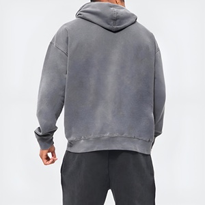 Sweat à capuche en molleton délavé pour homme, coupe oversize, style streetwear décontracté, en coton doux, vierge, vente en gros, OEM, hiver - Product Image 2