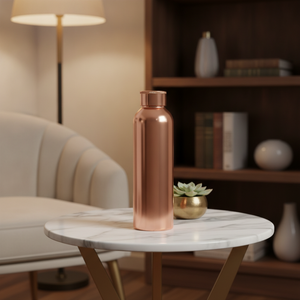 Bouteille d'eau en cuivre moderne, luxueuse et écologique, anti-fuite, pour usage ayurvédique, cuisine, intérieur et extérieur, fabriquée en Inde - Product Image 4
