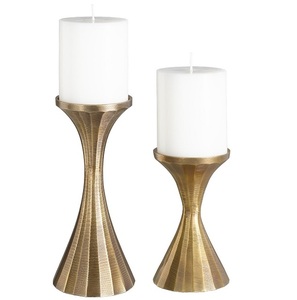 Handmade Home Decor Lanterns Custom Size Shape Metal <b>Candle</b> Stand Gold Pillar Stand with Glass <b>Hurricane</b> Tabletop - Product Image 5