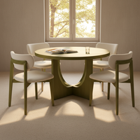 Table à manger ronde moderne avec 4 chaises, design décoratif, garantie 1 an, ensemble de salle à manger 4 places, meubles compacts pour salon