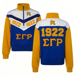 Sudadera con capucha de forro polar con cremallera corta para hermandades y fraternidades, con diseño bordado de letras griegas de alta calidad, Gamma Sigma Rho - Product Image 3