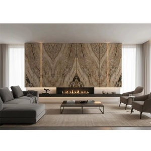 1600x3200 12mm Thickness Flexible Porcelain Black Stone Antique Finish Glossy Design Office Meeting Hall Mall Bookmatch <b>Wall</b> - Product Image 5