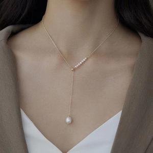 Collier en argent pur S925 avec perles d'eau douce naturelles, style long simple et luxueux, tendance pour hommes et femmes, nouveauté hiver 2024 - Product Image 1