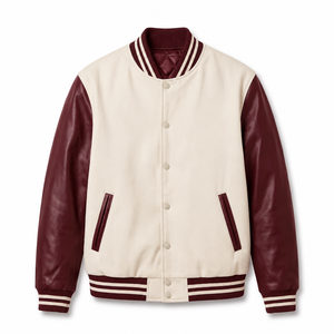 Chaqueta Varsity para Mujer con Bloques de Color, Acolchada, Mezcla de Lana, Cierre de Botones a Presión y Cuello Alto - Product Image 3