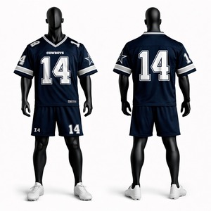 Ensemble de maillot et short de football américain personnalisé, uniforme sportif respirant, vêtements d'équipe personnalisés pour les entraînements et les matchs - Product Image 1