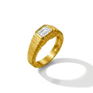 Bezel Set Lab Grown Diamond Emerald Cut 10K 14K 18K Solid Yellow Gold Unisex Eternity Wedding <b>Ring</b> Luxury <b>Fine</b> Jewelry - Product Image 4
