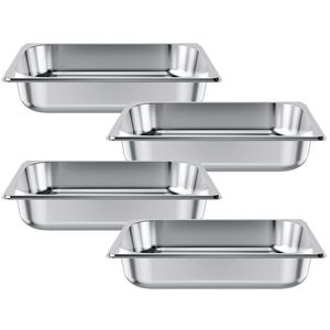 Set di 4 Vaschette per Buffet in Acciaio Inox, Profondità 2,5 Pollici, Riutilizzabili e Antiruggine, per Hotel e Ristoranti - Product Image 1