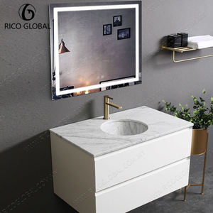 RICO GLOBAL Modern <b>Wall</b>-Mounted Bathroom Vanity With Led <b>Mirror</b> 60 In Ceramic Basin Contemporary Design - Product Image 3