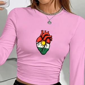 Soleil stylisé coeur anatomique chemise à manches longues pour femmes - Product Image 2