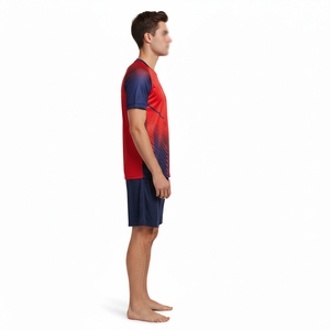 Ensemble d'uniformes de football respirants de haute qualité, grande taille, avec logo personnalisé, tenue d'entraînement d'été à manches courtes - Product Image 2