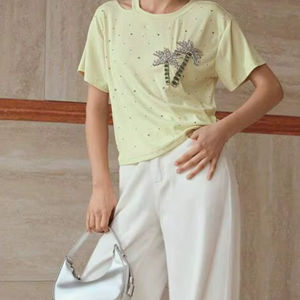 NOVA STAR CRAFT Stylish Hand Embroidered Seed Beads Crop <b>Top</b> with Floral Pattern Customizable Color & Logo - Product Image 1