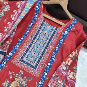 Traje de muselina de 3 piezas listo para usar con estampados florales vibrantes, conjunto de salwar con dupatta, kurta Anarkali, conjunto de pantalón con dupatta, vestido largo. - Product Image 6