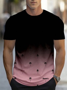 Summer gradient color men's T-<b>shirt</b>, fashionable and casual men's round-neck top, made by rapid dry heat sublimation - Product Image 2