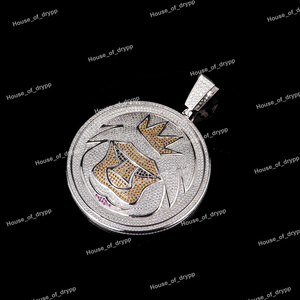 จี้สร้อยคอรูปมงกุฎประดับเพชรโมอิสซาไนต์ทรงกลม สไตล์ฮิปฮอป - Product Image 3