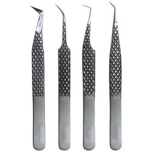 High Quality Stainless Steel Eyelash Extension Tweezers Set Straight Curved Slanted Tip <b>Lash</b> Tweezers - Product Image 2