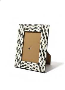 AZ ENTERPRISES Eco-Friendly Bone Inlay & Resin <b>Photo</b> <b>Frame</b> with <b>Black</b> and White Design Handmade Tabletop Display - Product Image 5