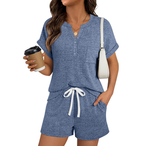 Quick Dry Women Summer T-Shirt and Short 2 Piece <b>Set</b> Travel Ready Bottoms Lightweight Top For Vacation Trip And Holiday Clothing - Product Image 1