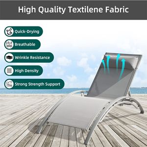 Set di 3 Lettini Prendisole Regolabili in Alluminio per Esterni, Resistenti alle Intemperie, con Tavolino Laterale in Metallo per Piscina o Terrazza - Product Image 3