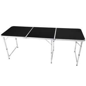 Tavolo Pieghevole in Lega di Alluminio Regolabile in Altezza 6ft Nero Portatile per Campeggio Picnic Cucina Palestra Esterno con Vano Portaoggetti - Product Image 2